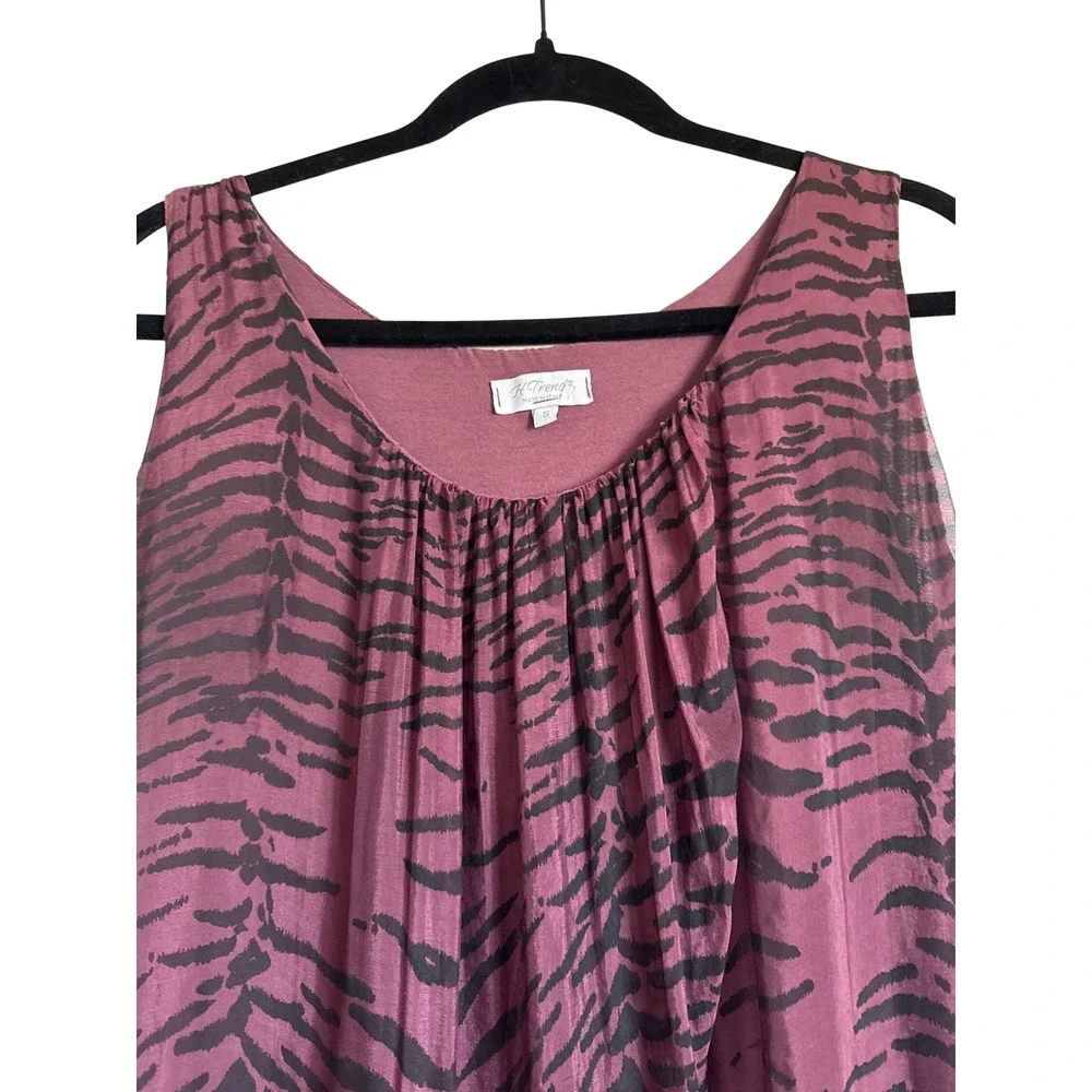 Whimsy‎ Goth Vtg H Trend Size S Sleeveless Tiger Print Tunic Top Made in Italy - Picture 2 of 9